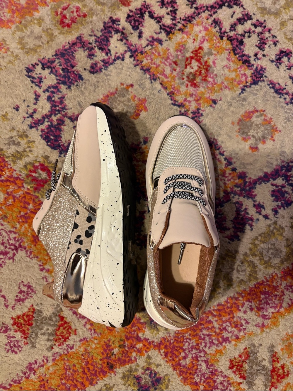 Women’s Pink Mixed-Material Fashion Sneakers